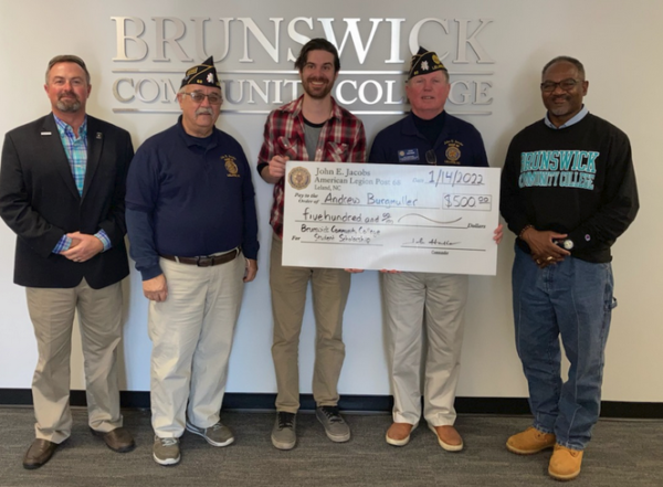 Post 68 presents BCC student veteran with scholarship