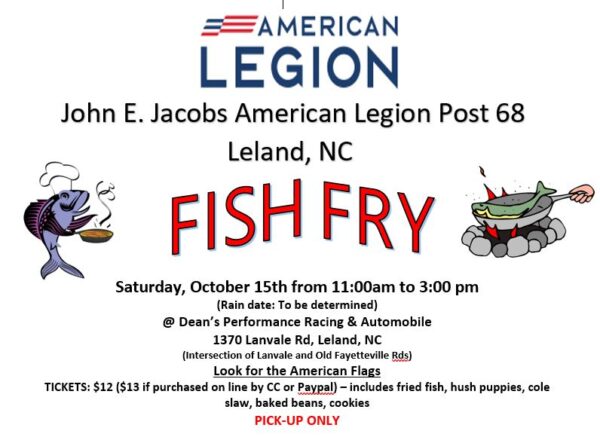 Fish Fry – Open to the public – for pick up only