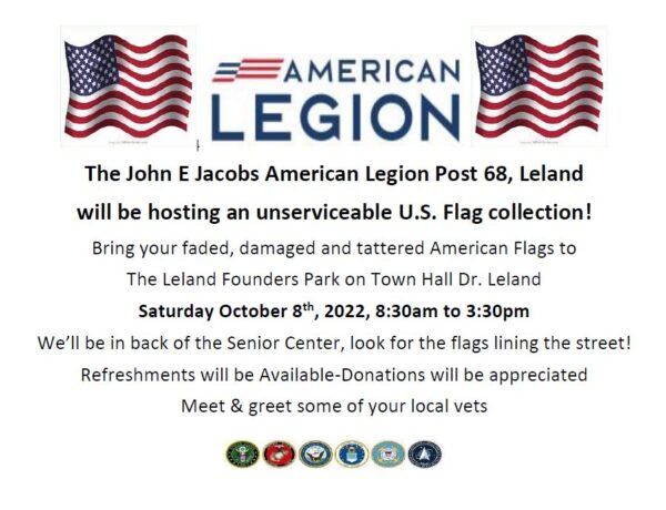 Unserviceable US Flag Collection Event Oct 8th