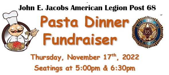 Post 68 Pasta Dinner fundraiser Nov 17th