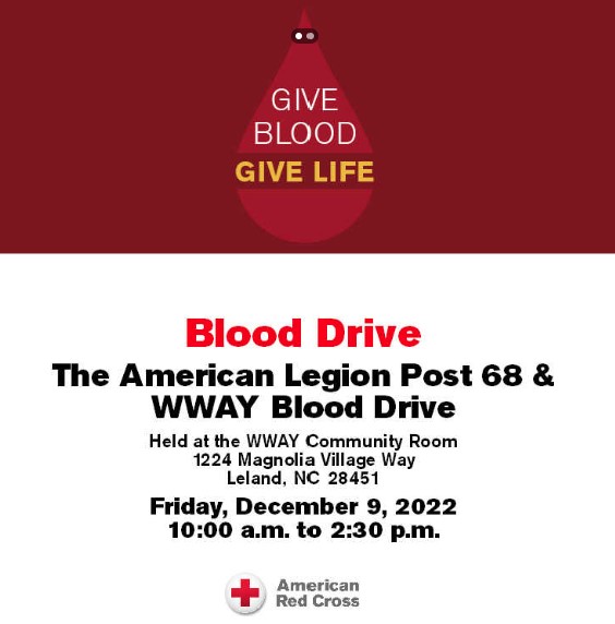 Post 68 December Blood Drive – Dec 9th