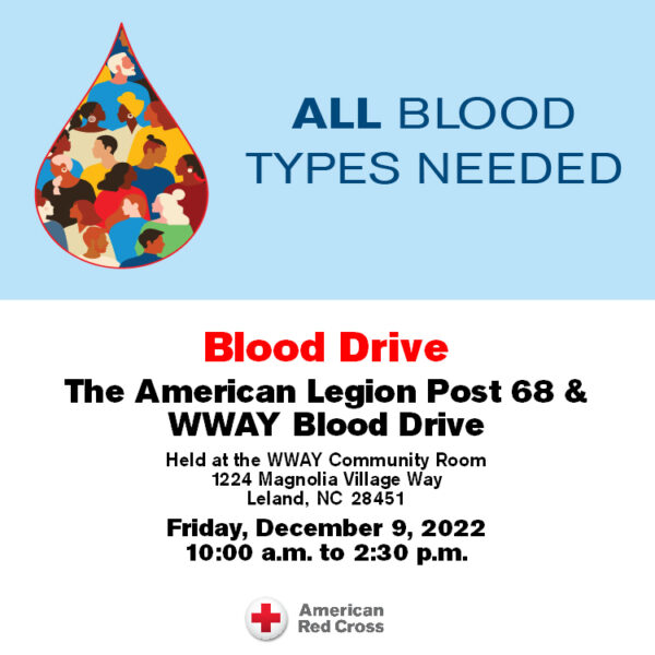 Blood Drive, Dec. 9th, 2022 – American Legion Post #68 Leland & WWAY