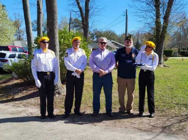 John E. Jacobs American Legion Post #68 Leland Color Guard Raise the American Flag for local Veteran Assist!